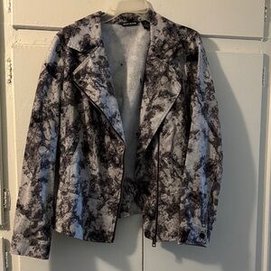 DKNY Marble Pattern Leather Jacket